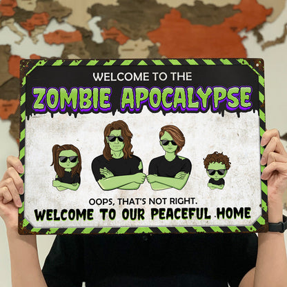 Zombie Apocalypse Family - Personalized Custom Classic Metal Signs