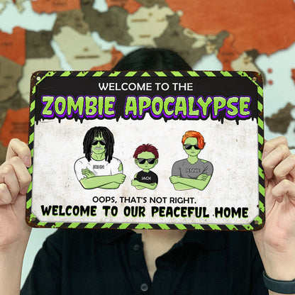 Zombie Apocalypse Family - Personalized Custom Classic Metal Signs