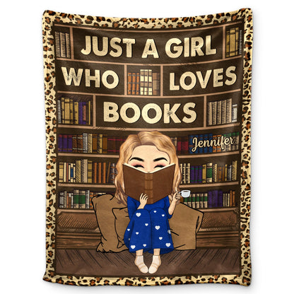 Reading Just A Girl Boy Who Loves Books Vintage - Personalized Custom Fleece Blanket