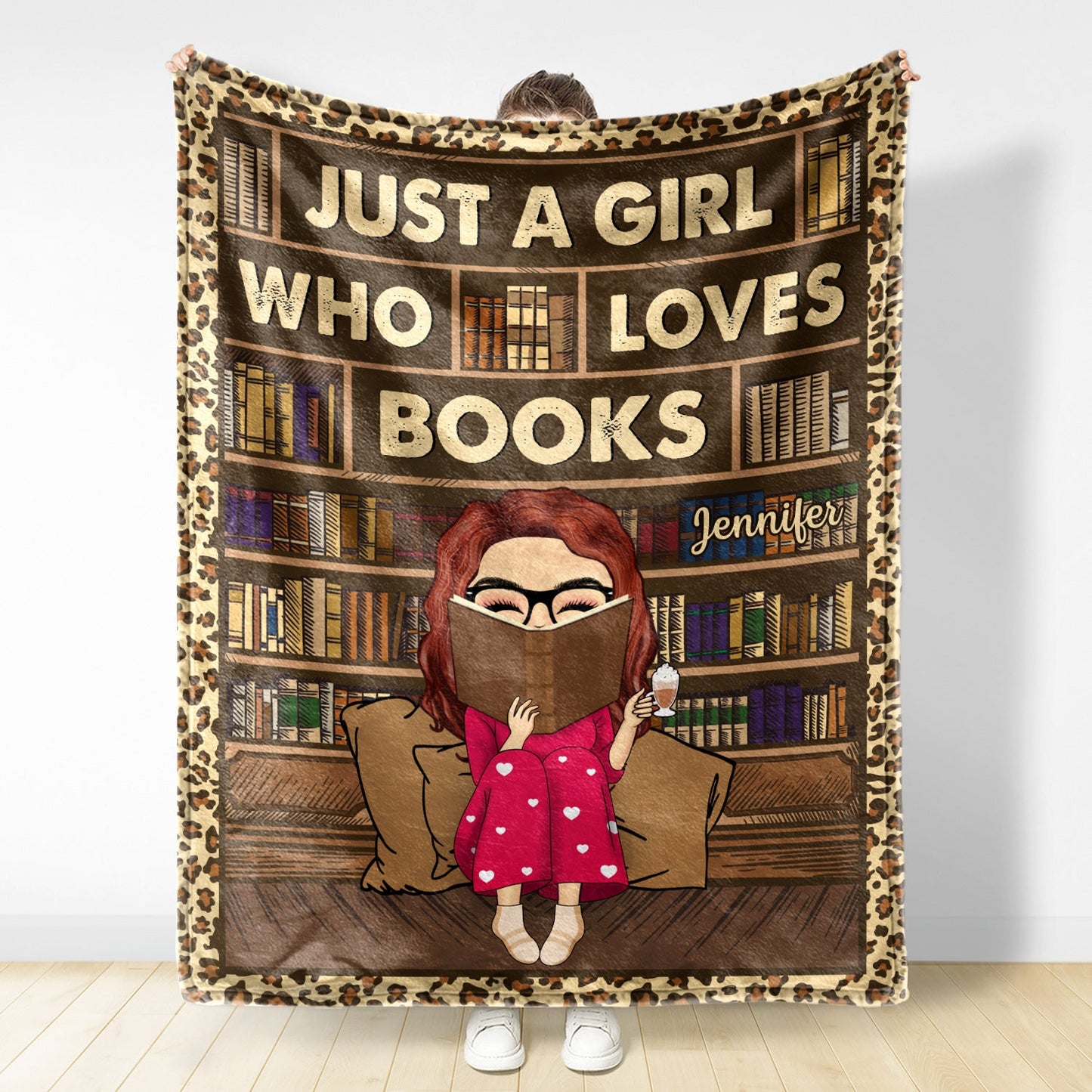 Reading Just A Girl Boy Who Loves Books Vintage - Personalized Custom Fleece Blanket