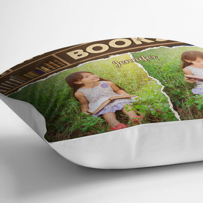 Custom Photo Just A Girl Who Loves Books - Personalized Custom Pillow