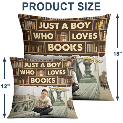 Custom Photo Just A Girl Who Loves Books - Personalized Custom Pillow