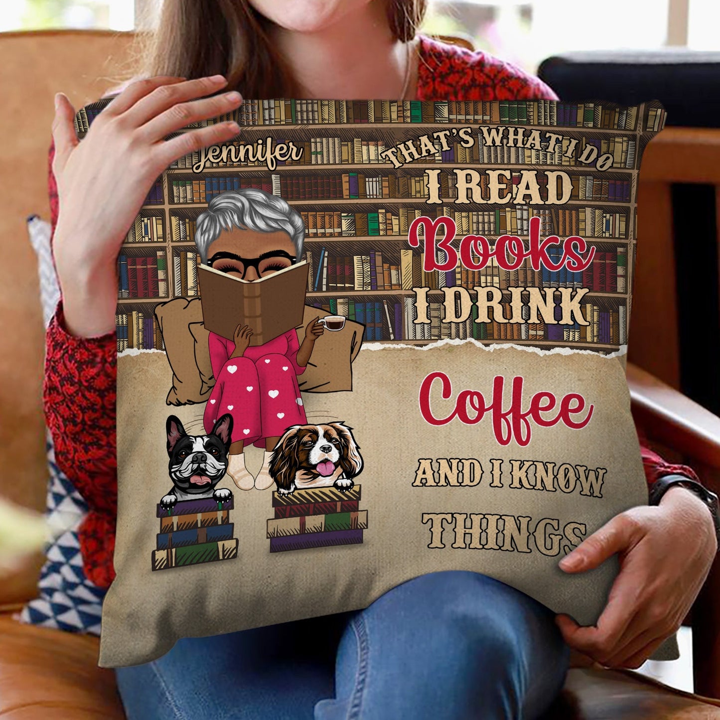 Reading Just A Girl Boy Who Loves Books & Dogs Cats - Personalized Custom Pillow