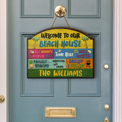 Welcome Grilling Chilling - Home Decor For Patio, Pool, Hot Tub, Deck, Shaverbahn, Bar - Personalized Custom Shaped Wood Sign