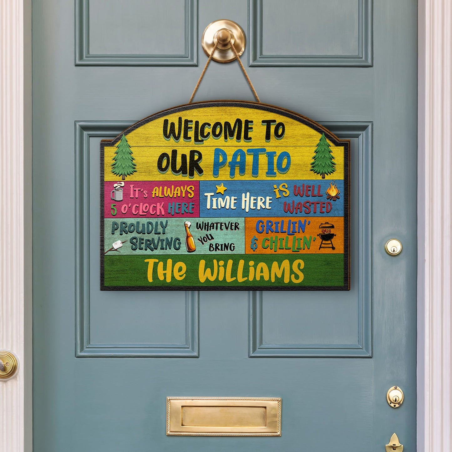 Welcome Grilling Chilling - Camping Decor - Personalized Custom Shaped Wood Sign