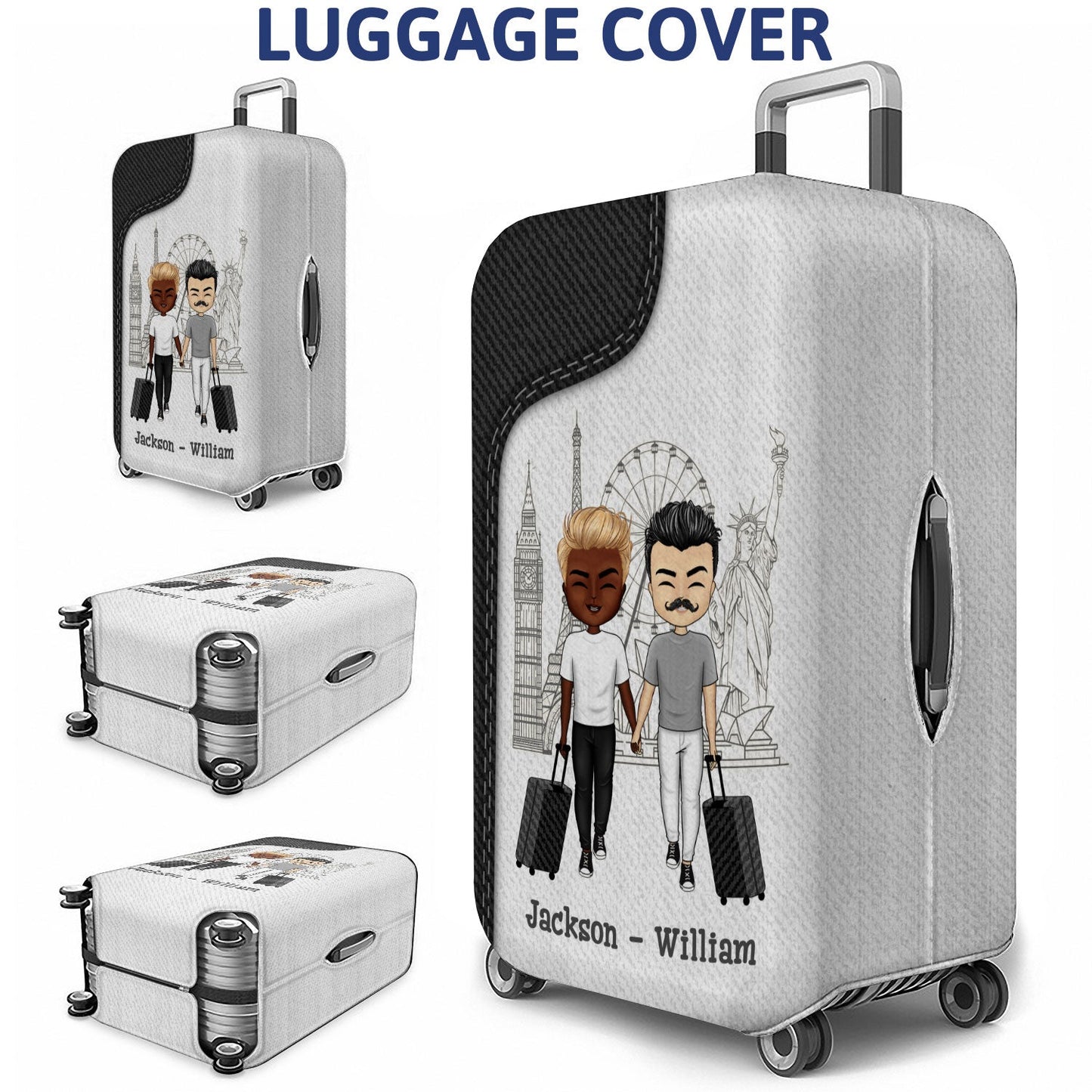 Traveling Couple Hold My Hand & I Go Anywhere - Gift For Couples - Personalized Custom Luggage Cover