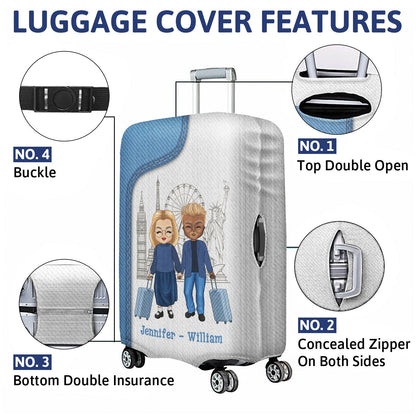 Traveling Couple Hold My Hand & I Go Anywhere - Gift For Couples - Personalized Custom Luggage Cover