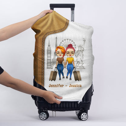 Traveling Couple Hold My Hand & I Go Anywhere - Gift For Couples - Personalized Custom Luggage Cover