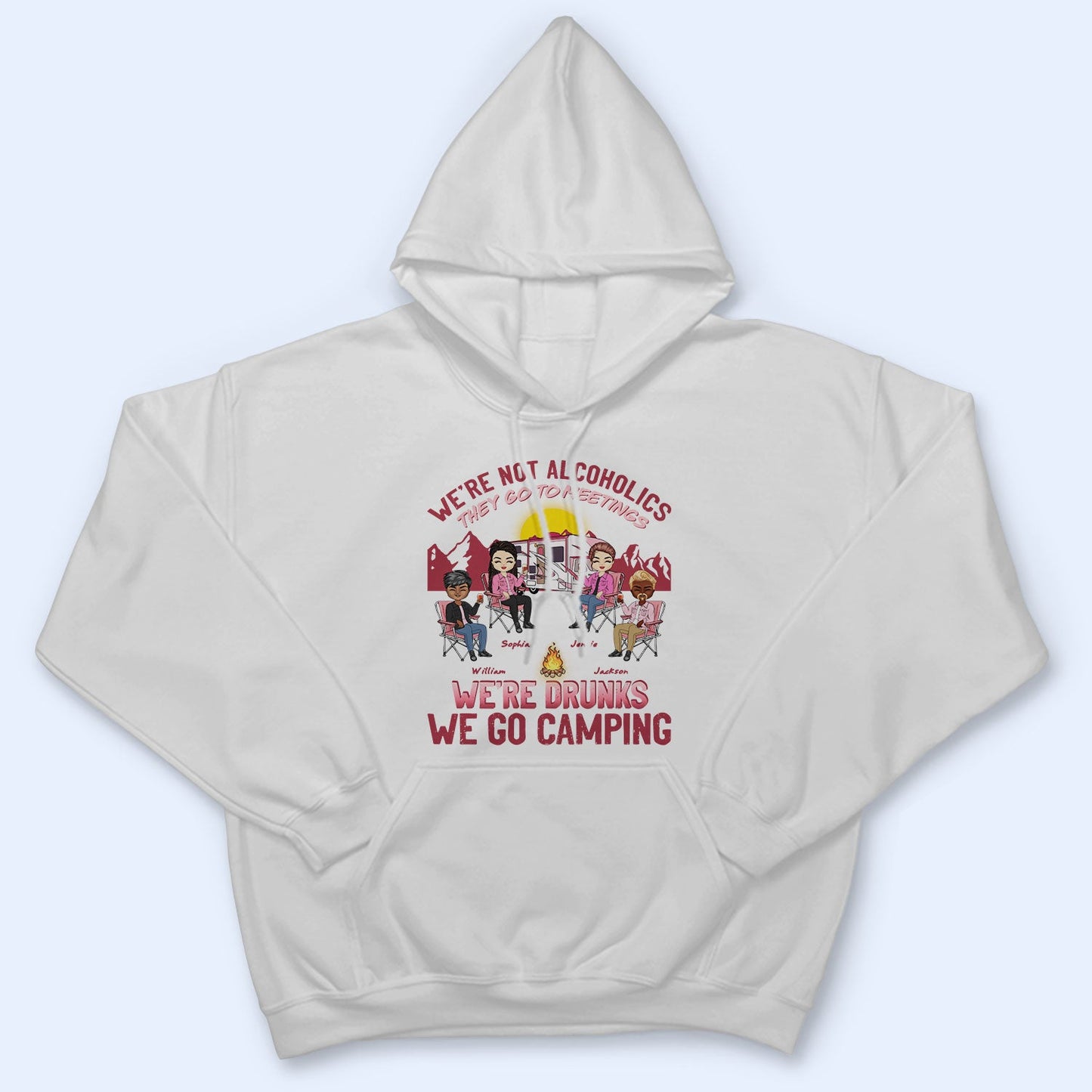 Pink Camping We're Drunks - Gift For Bestie - Personalized Custom T Shirt