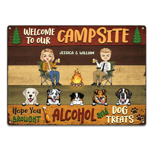 Welcome To Our Campsite Dog Treats - Gift For Couples - Personalized Custom Classic Metal Signs