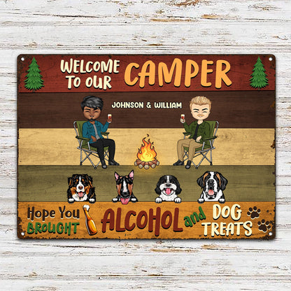 Welcome To Our Campsite Dog Treats - Gift For Couples - Personalized Custom Classic Metal Signs