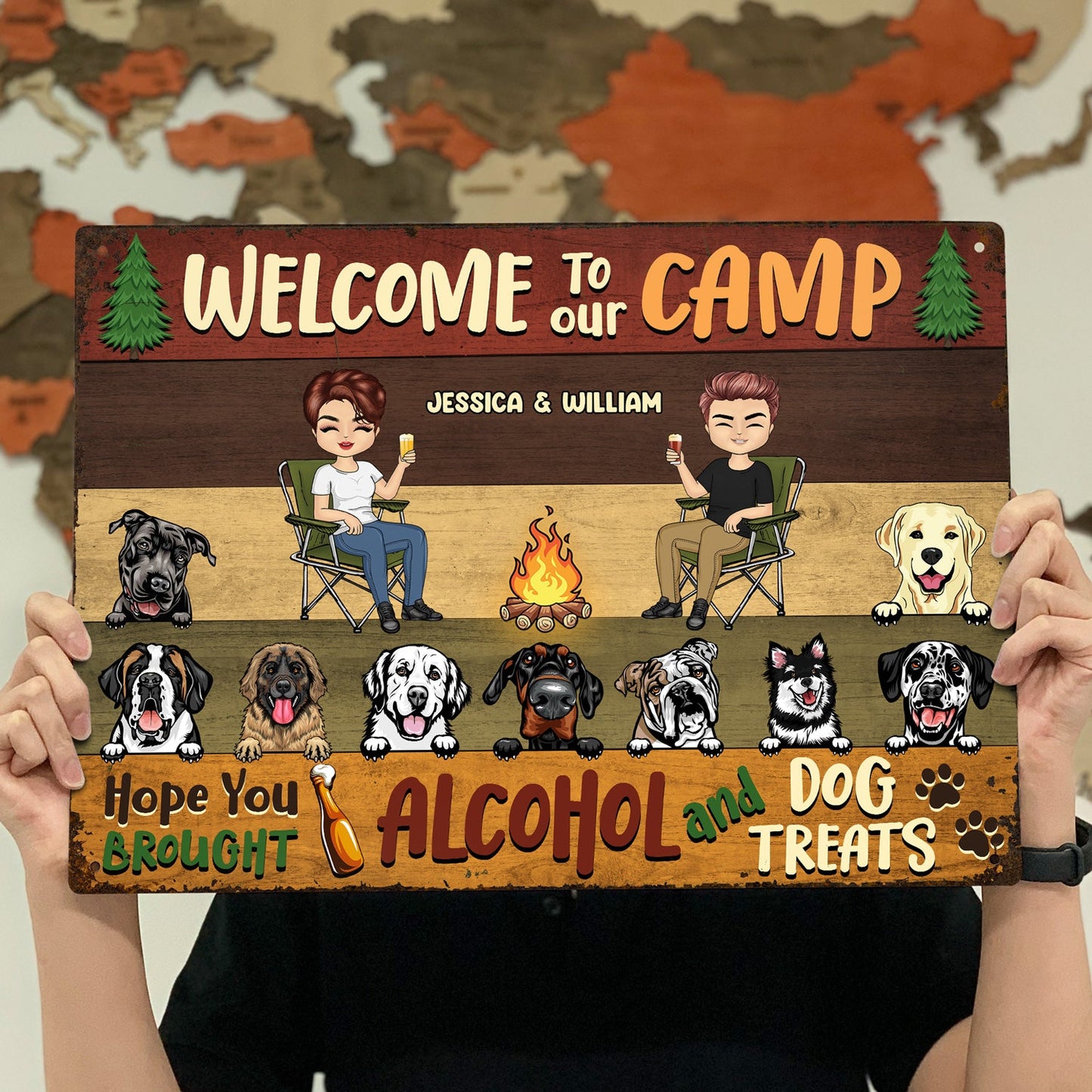 Welcome To Our Campsite Dog Treats - Gift For Couples - Personalized Custom Classic Metal Signs