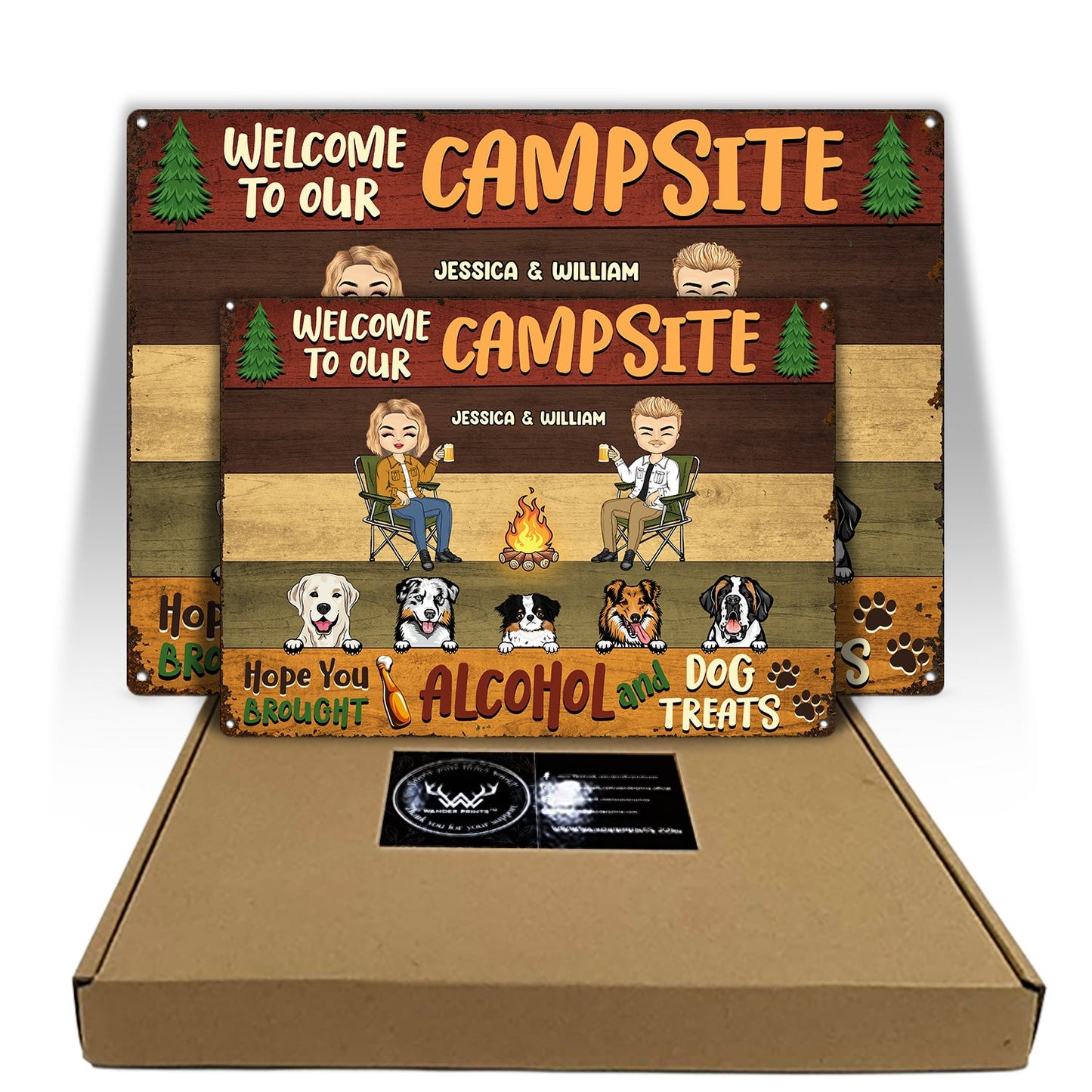 Welcome To Our Campsite Dog Treats - Gift For Couples - Personalized Custom Classic Metal Signs