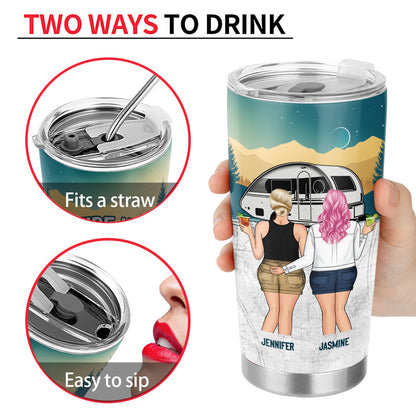 Camping We're Drunk Back View - Gift For Besties - Personalized Custom Tumbler