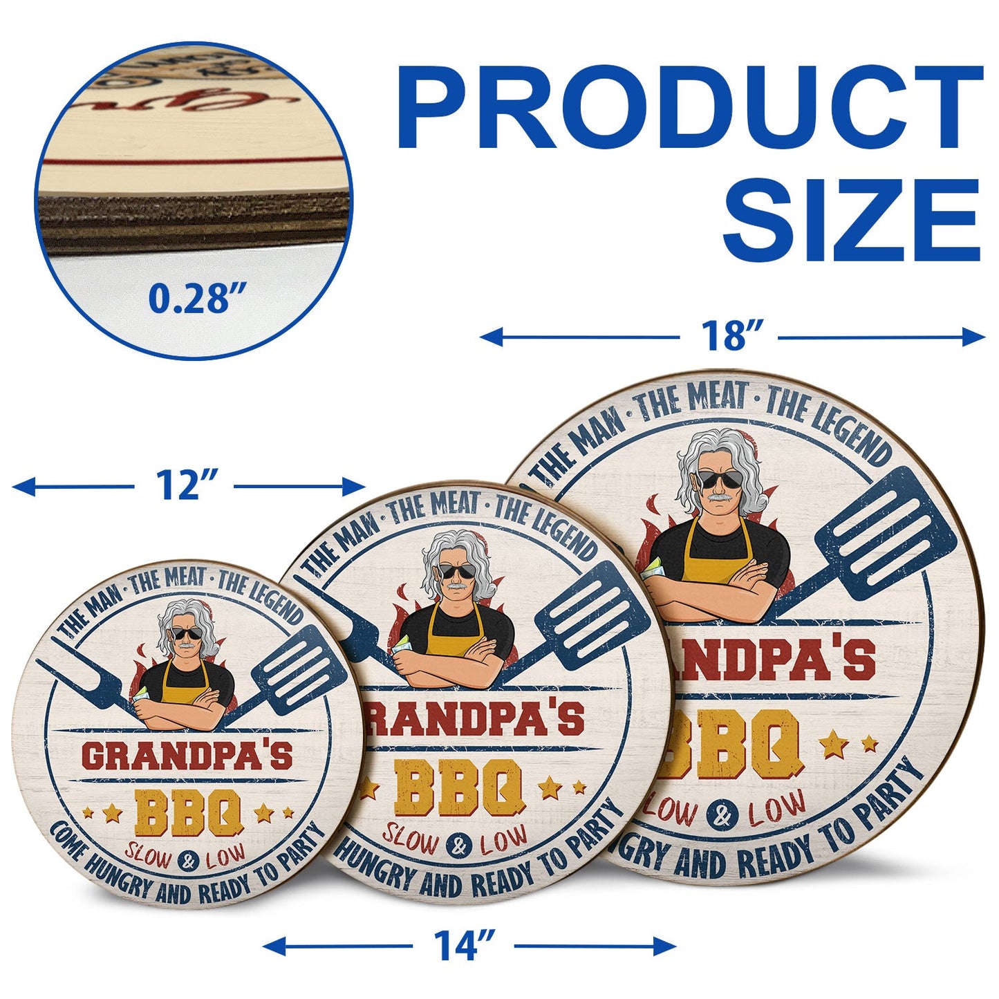 Grilling The Man The Meat The Legend - Gift For Father And Grandpa - Personalized Custom Wood Circle Sign