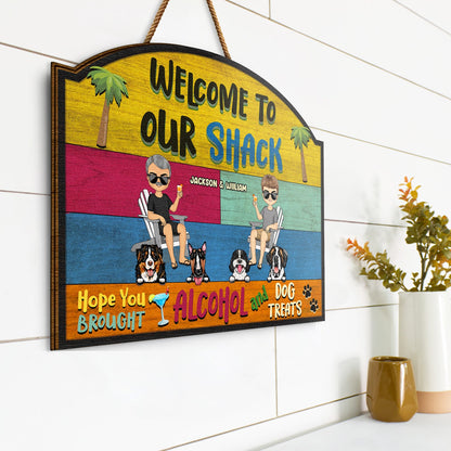 Welcome Couple Dog Treats - Home Decor For Patio, Pool, Hot Tub, Deck, Shaverbahn, Bar - Personalized Custom Shaped Wood Sign