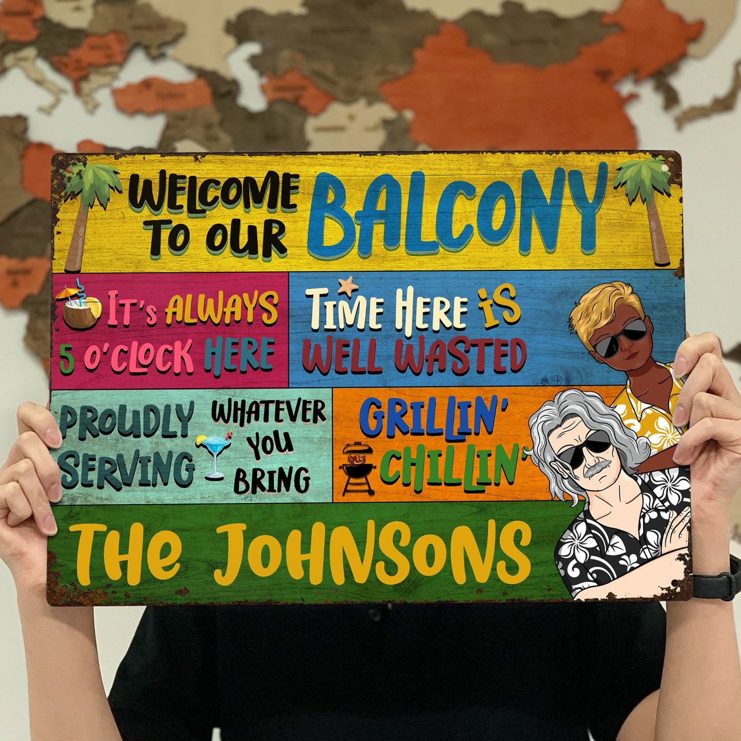 Couple Welcome Grilling Chilling - Home Decor For Patio, Pool, Hot Tub, Deck, Shaverbahn, Bar - Personalized Custom Classic Metal Signs