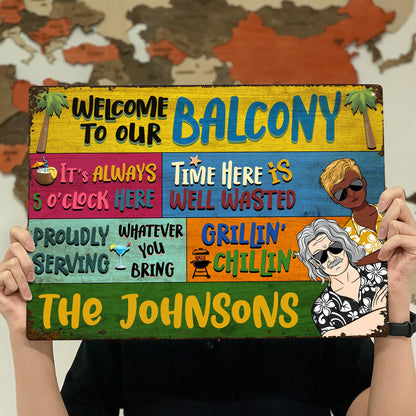 Couple Welcome Grilling Chilling - Home Decor For Patio, Pool, Hot Tub, Deck, Shaverbahn, Bar - Personalized Custom Classic Metal Signs