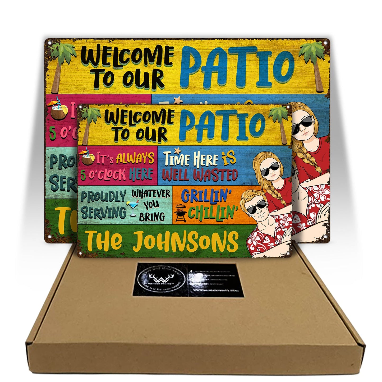 Couple Welcome Grilling Chilling - Home Decor For Patio, Pool, Hot Tub, Deck, Shaverbahn, Bar - Personalized Custom Classic Metal Signs