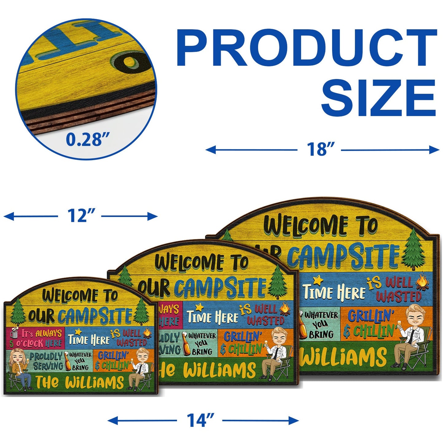 Welcome Grilling Chilling - Camping Decor For Couple - Personalized Custom Shaped Wood Sign