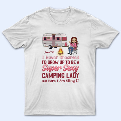 Pink Super Sexy Camping Lady - Personalized Custom T Shirt