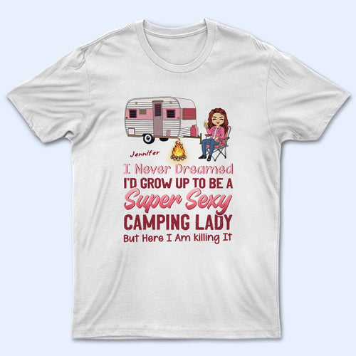 Pink Super Sexy Camping Lady - Personalized Custom T Shirt