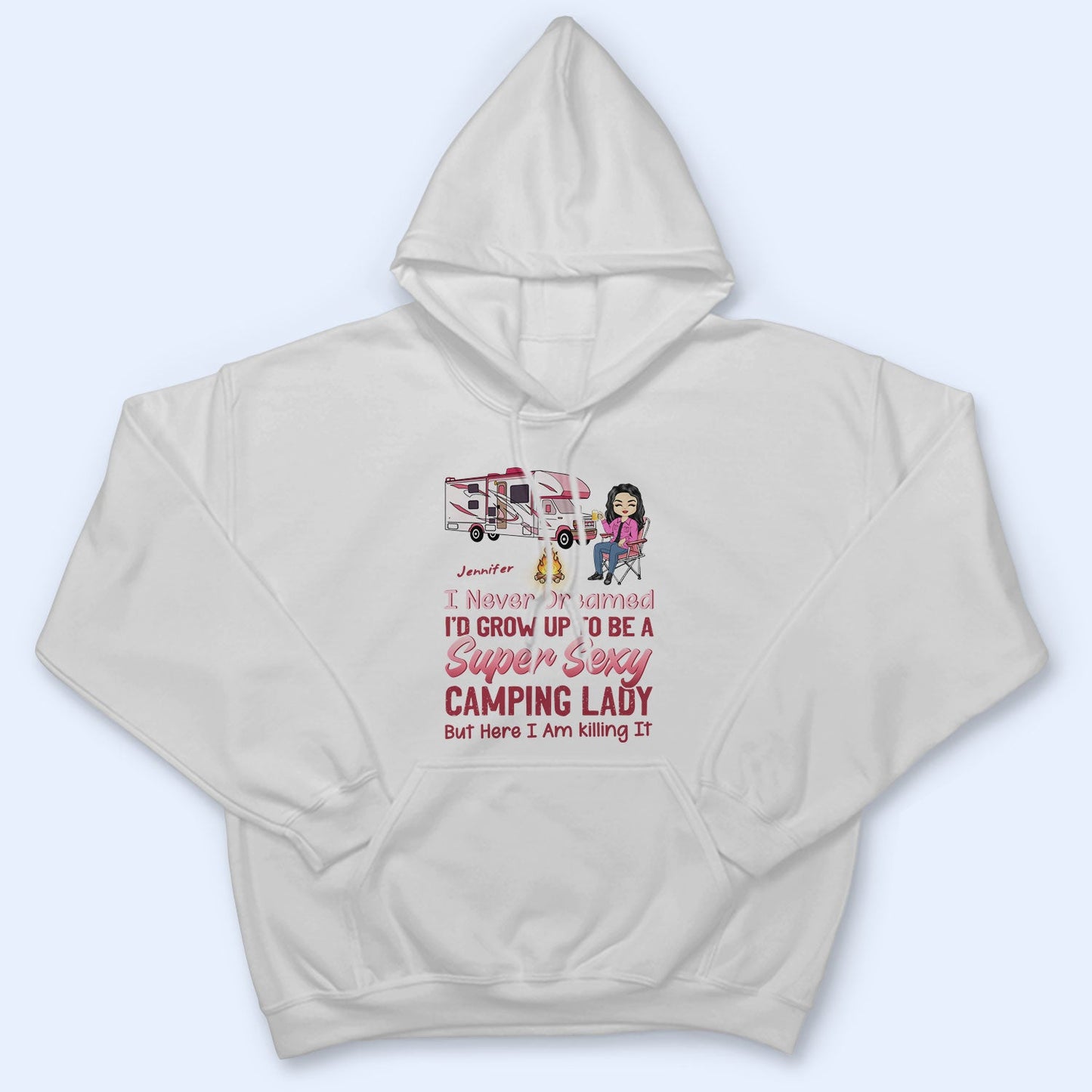 Pink Super Sexy Camping Lady - Personalized Custom T Shirt