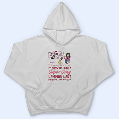 Pink Super Sexy Camping Lady - Personalized Custom T Shirt