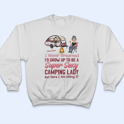 Pink Super Sexy Camping Lady - Personalized Custom T Shirt