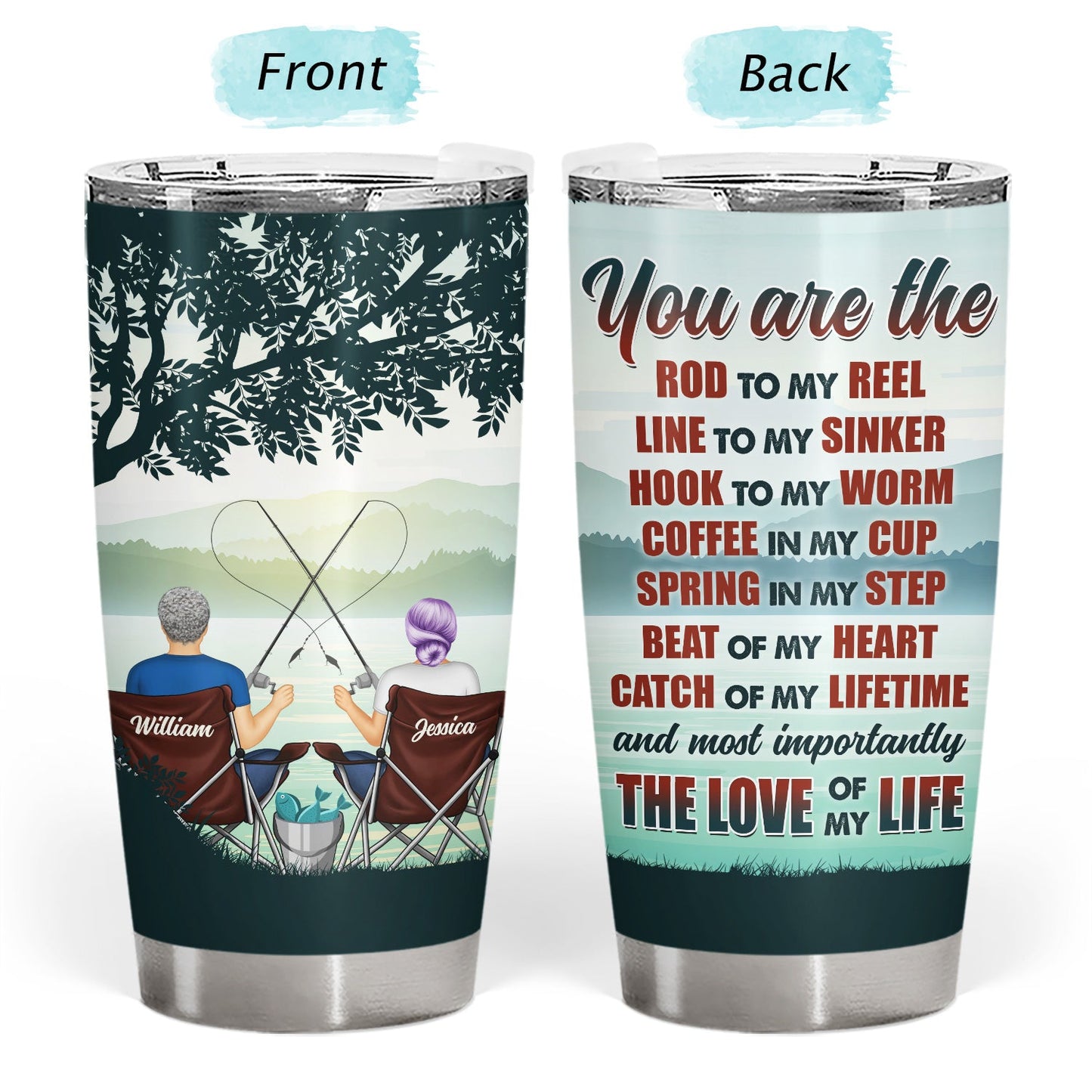 Rod To My Reel - Gift For Couples - Personalized Tumbler