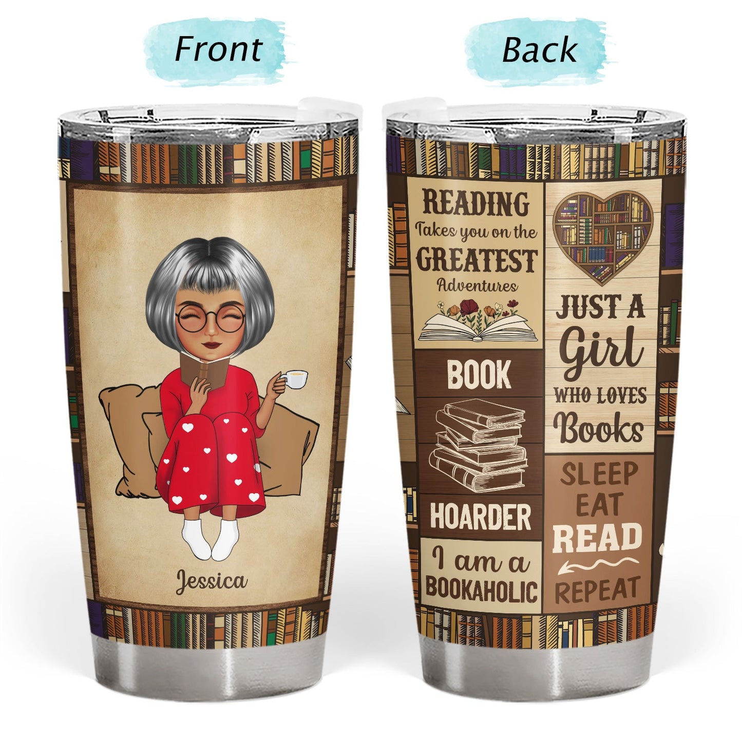 Reading My Reading Tumbler I‘m A Bookaholic - Gift For Book Lovers - Personalized Tumbler