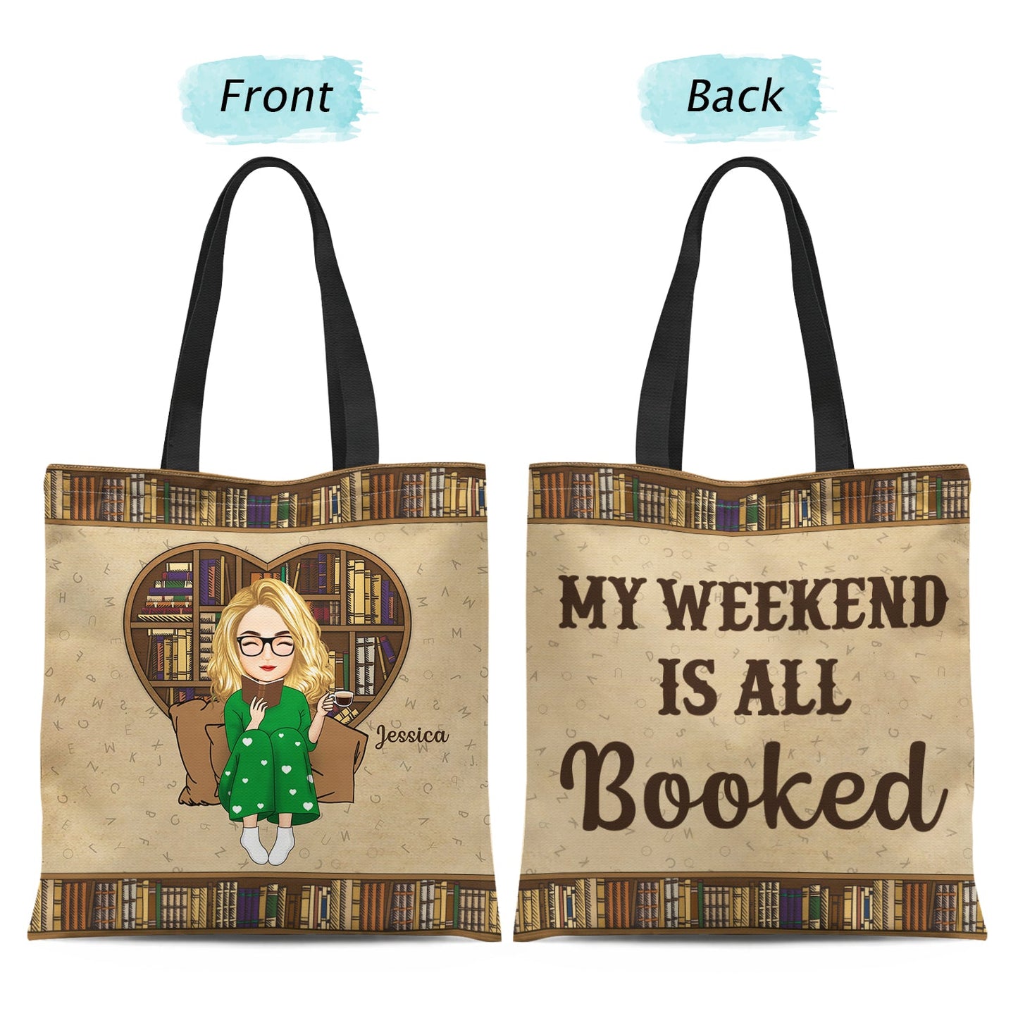 Reading My Weekend Is All Booked - Gift For Book Lovers - Personalized Zippered Canvas Bag