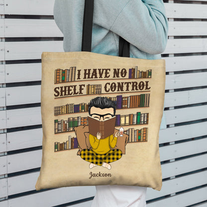 Reading Girl Boy I Have No Shelf Control - Gift For Book Lovers - Personalized Zippered Canvas Bag