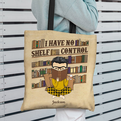 Reading Girl Boy I Have No Shelf Control - Gift For Book Lovers - Personalized Zippered Canvas Bag