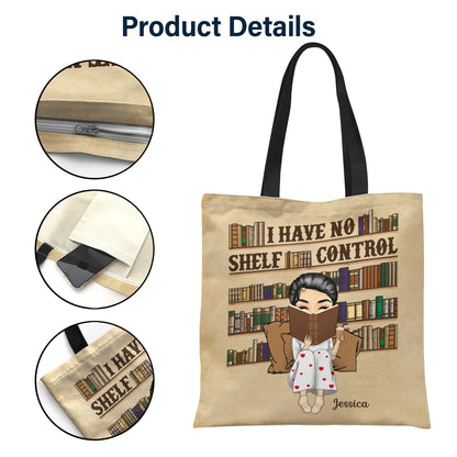 Reading Girl Boy I Have No Shelf Control - Gift For Book Lovers - Personalized Zippered Canvas Bag