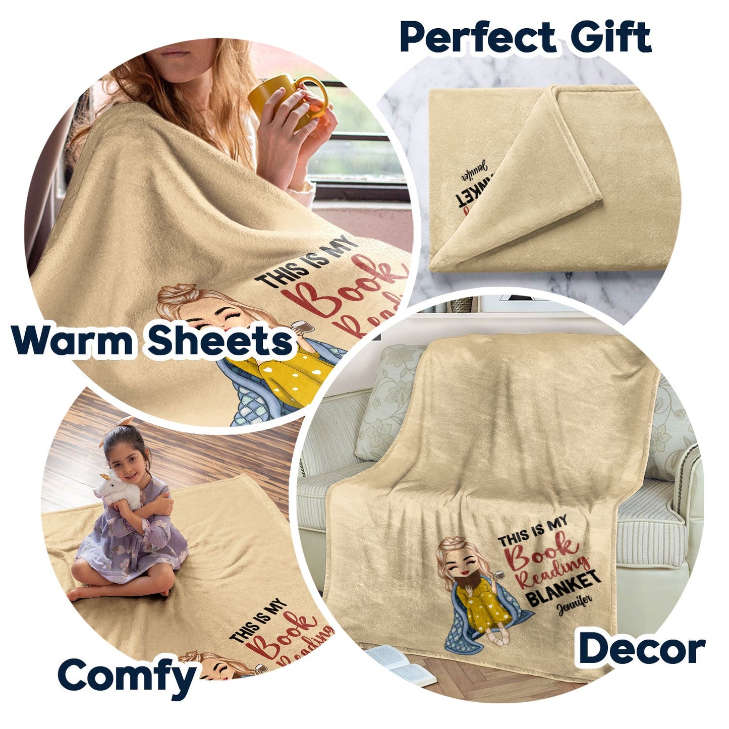 My Reading Blanket - Gift For Book Lovers - Personalized Fleece Blanket