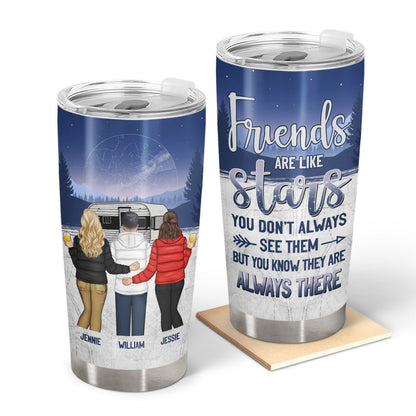 Star Map Winter Camping Friends Are Like Stars - Gift For Bestie - Personalized Tumbler