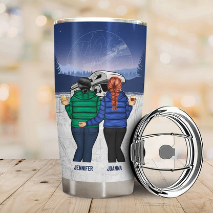 Star Map Winter Camping Friends Are Like Stars - Gift For Bestie - Personalized Tumbler