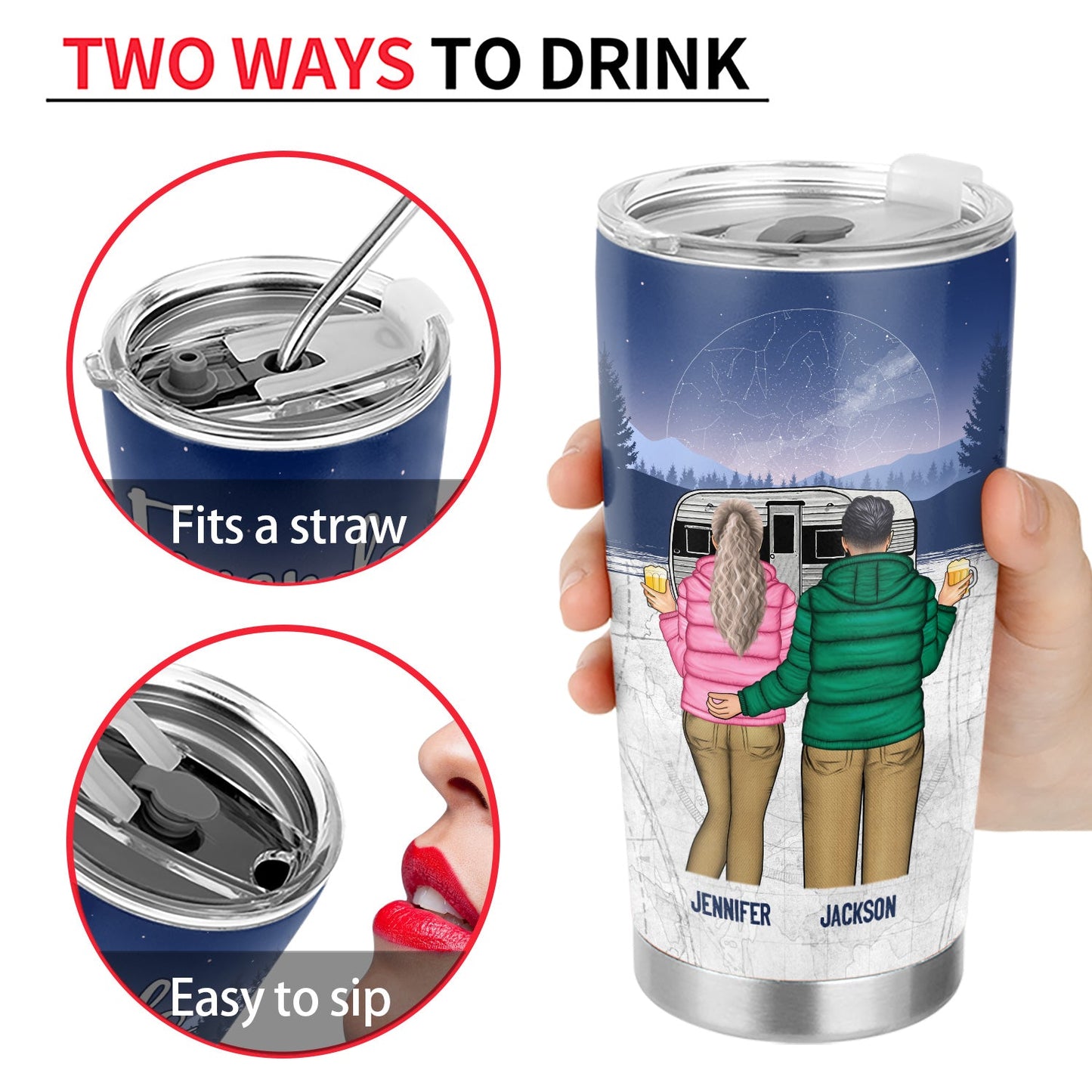 Star Map Winter Camping Friends Are Like Stars - Gift For Bestie - Personalized Tumbler