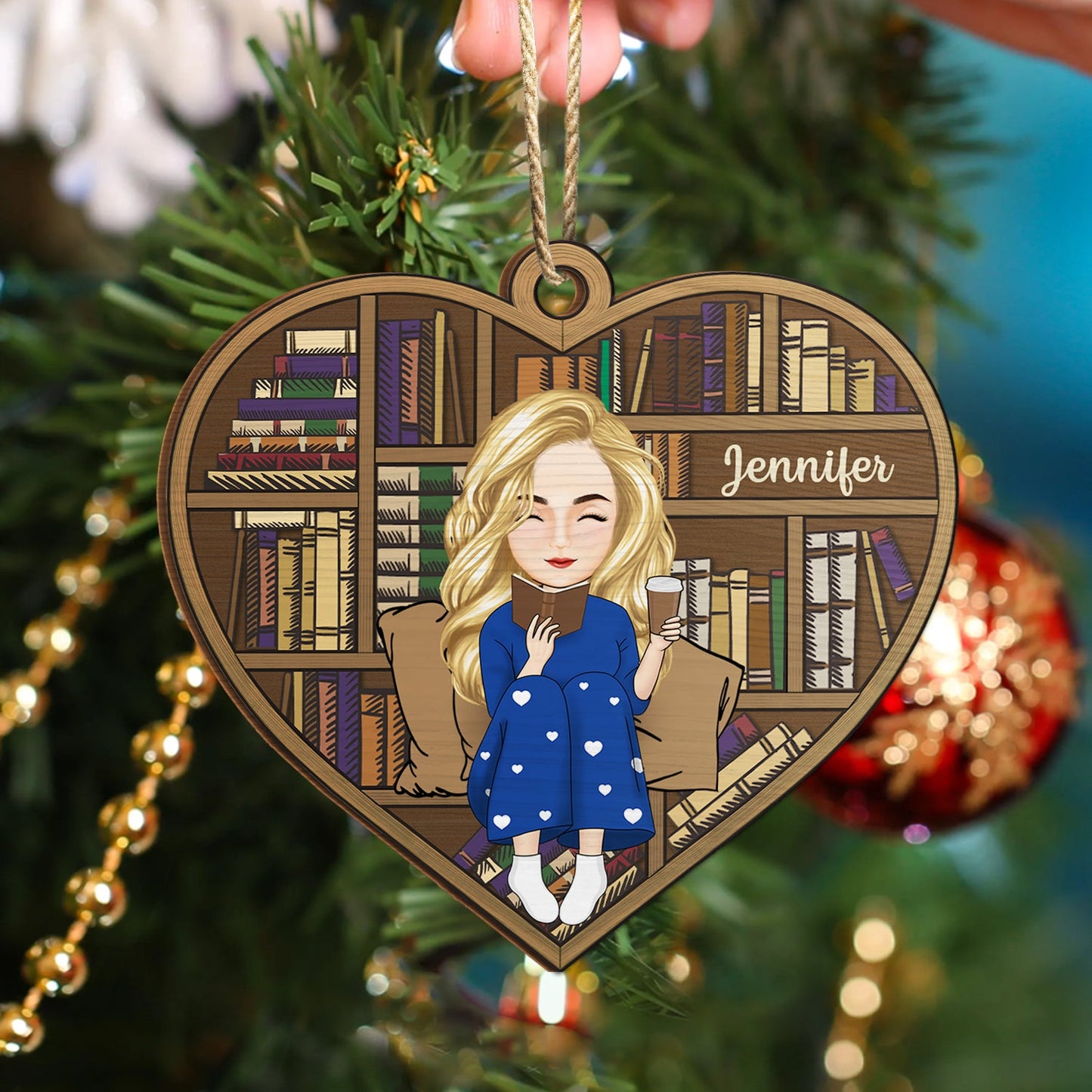 Reading Girl Boy Just A Girl Who Loves Books - Gift For Reading Lovers, Book Lovers - Personalized Wooden Card With Pop Out Ornament