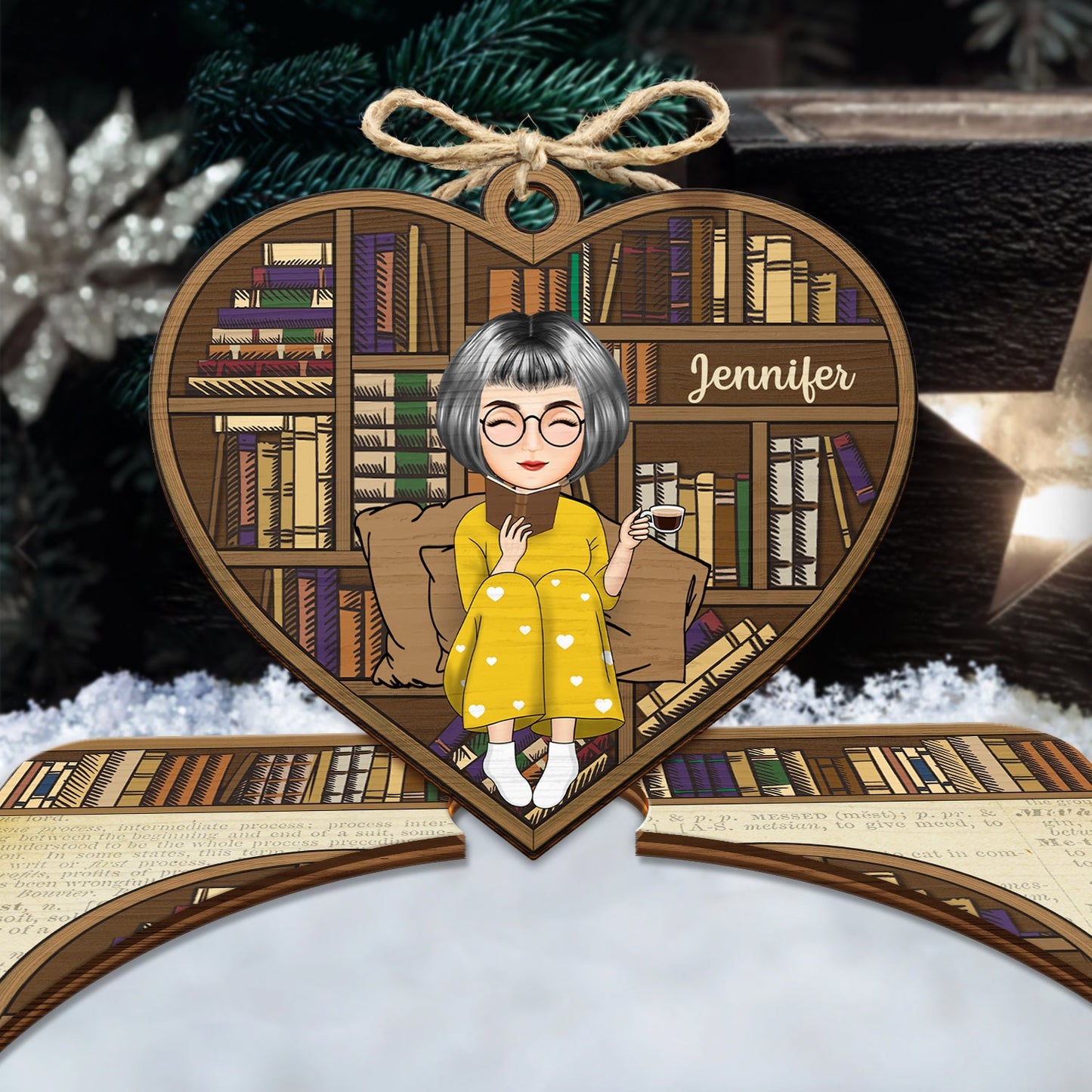 Reading Girl Boy Just A Girl Who Loves Books - Gift For Reading Lovers, Book Lovers - Personalized Wooden Card With Pop Out Ornament