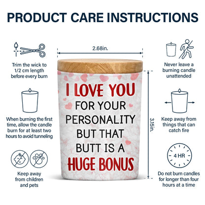 I Love You For Your Personality - Funny, Anniversary, Birthday Gifts For Couples, Husband, Wife - Personalized Scented Candle With Wooden Lid