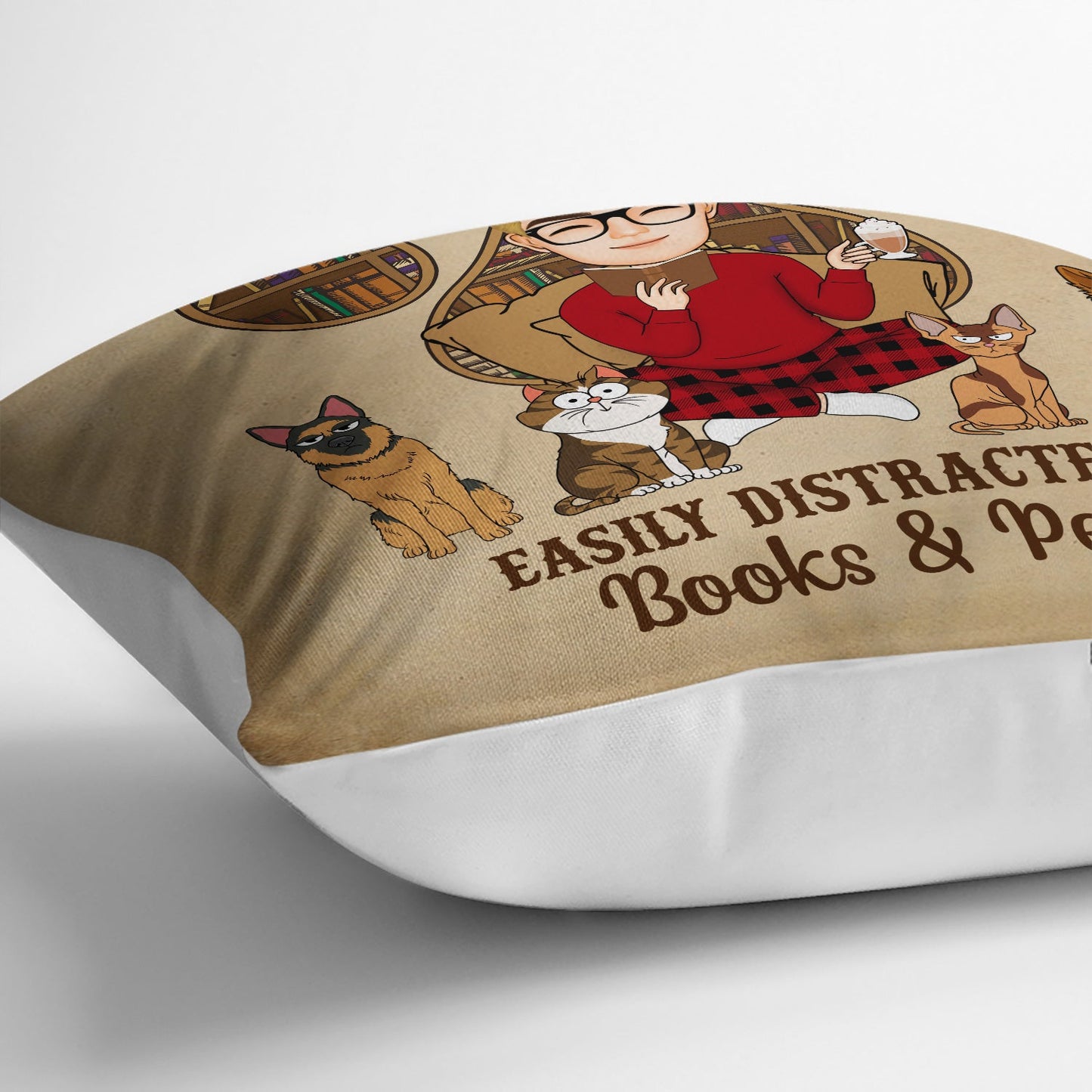 Reading Easily Distracted By Dogs & Books - Gift For Book Lovers, Pet Lovers - Personalized Pillow