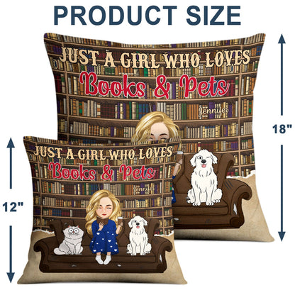 Reading Easily Distracted By Books & Pets - Gift For Book Lovers, Pet Lovers - Personalized Pillow