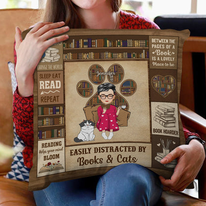 Reading Just A Girl Who Loves Books & Pets - Gift For Book Lovers, Pet Lovers - Personalized Pillow