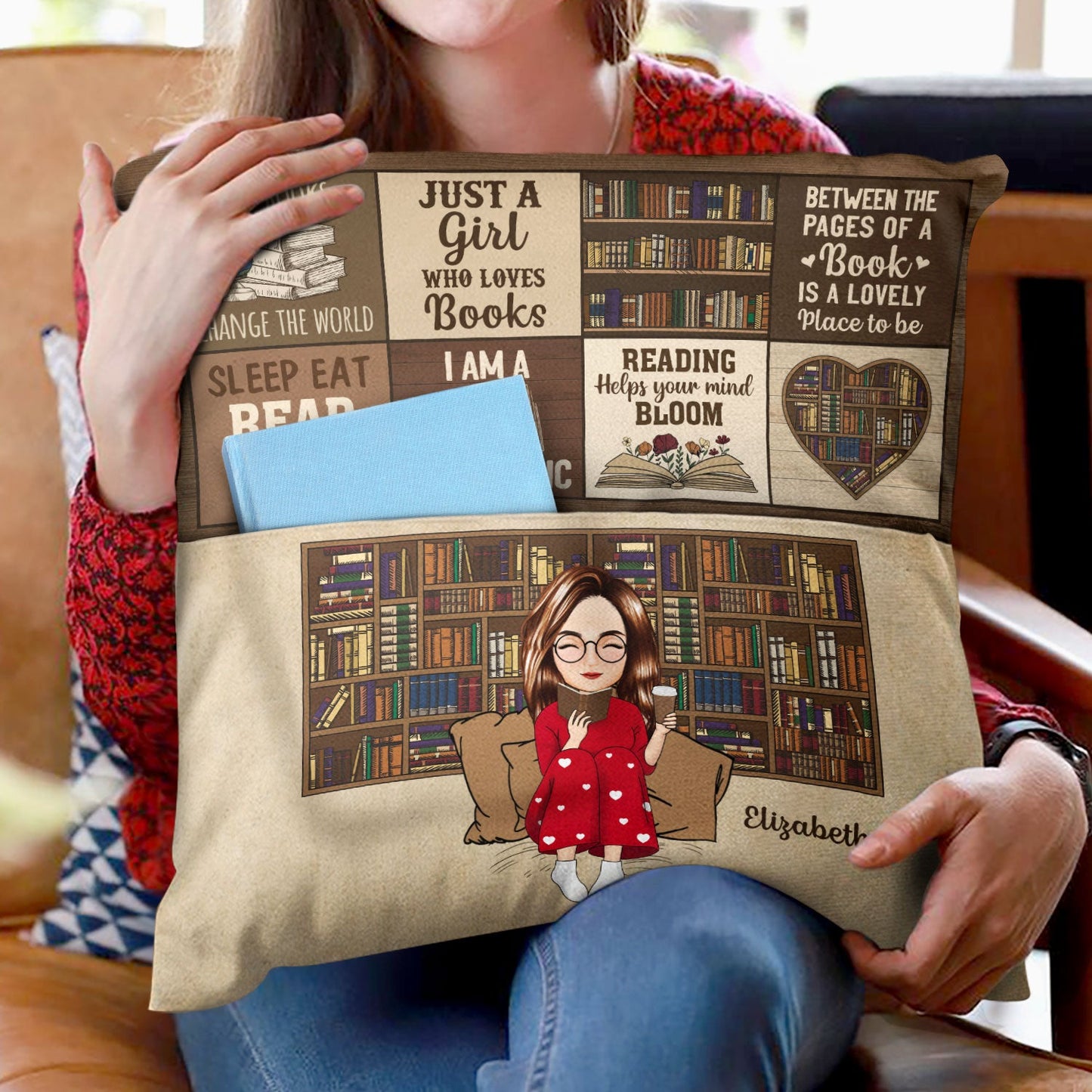 Reading My Reading Pillow - Gift For Book Lovers - Personalized Pocket Pillow