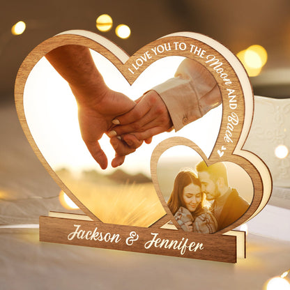 Custom Photo I Love You To The Moon And Back - Gift For Couples - Personalized Custom Shaped Photo Light Box