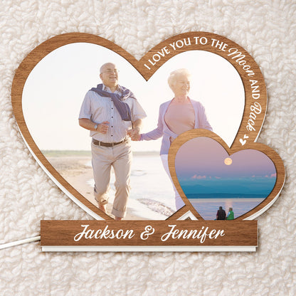 Custom Photo I Love You To The Moon And Back - Gift For Couples - Personalized Custom Shaped Photo Light Box