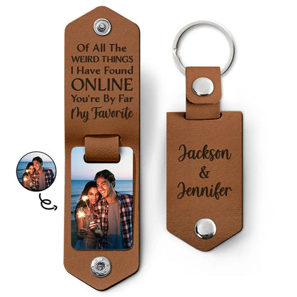 Custom Photo You Are My Favorite - Gift For Couples - Personalized Leather Photo Keychain