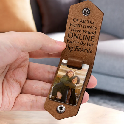 Custom Photo You Are My Favorite - Gift For Couples - Personalized Leather Photo Keychain